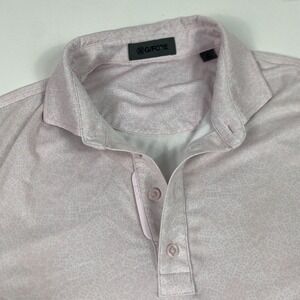 G/FORE Polo Shirt Mens Medium Blush Patterned Performance Golf Pray For Birdies